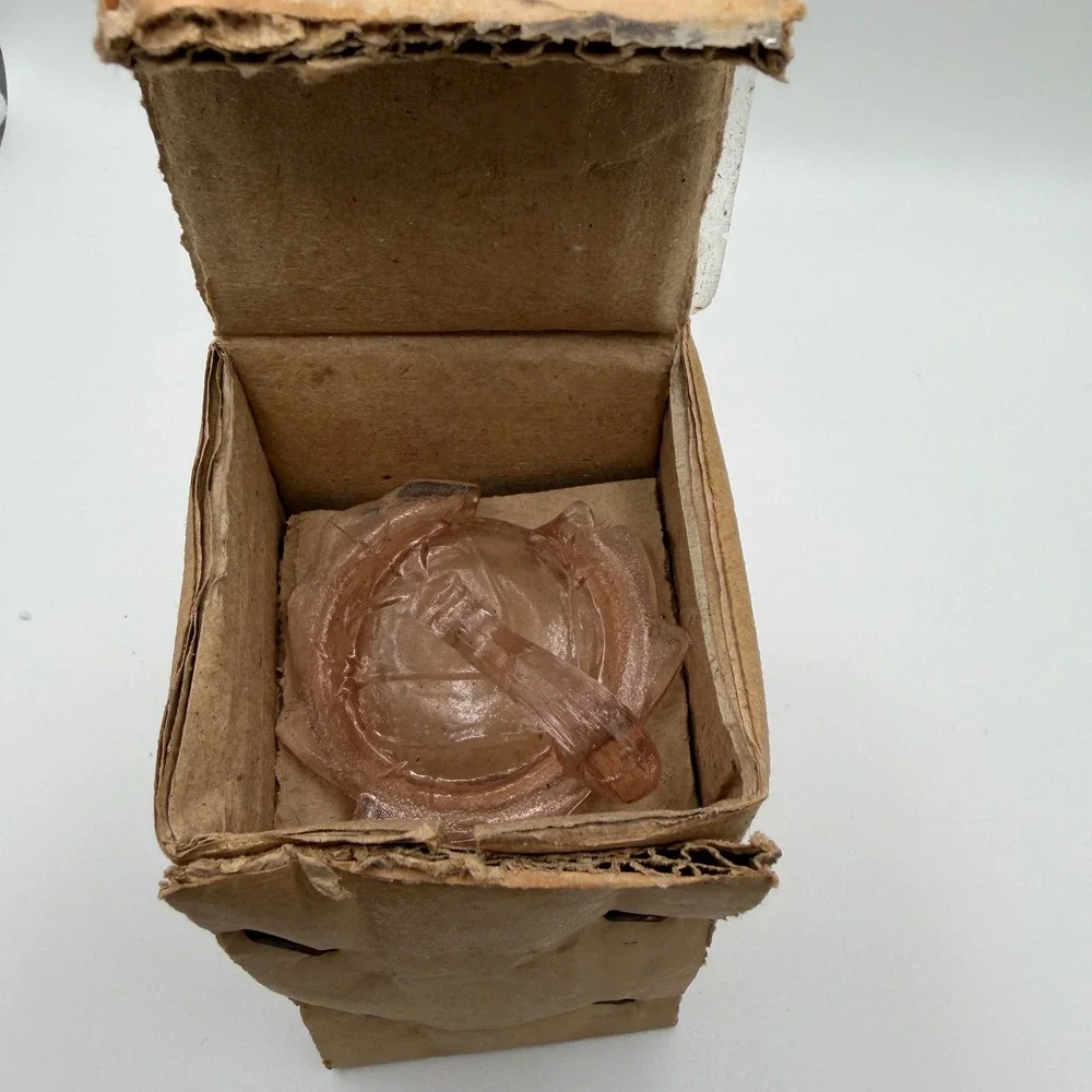 Pink‎ Pressed Glass Mustard Jar with Lid Vintage Style Condiment Server